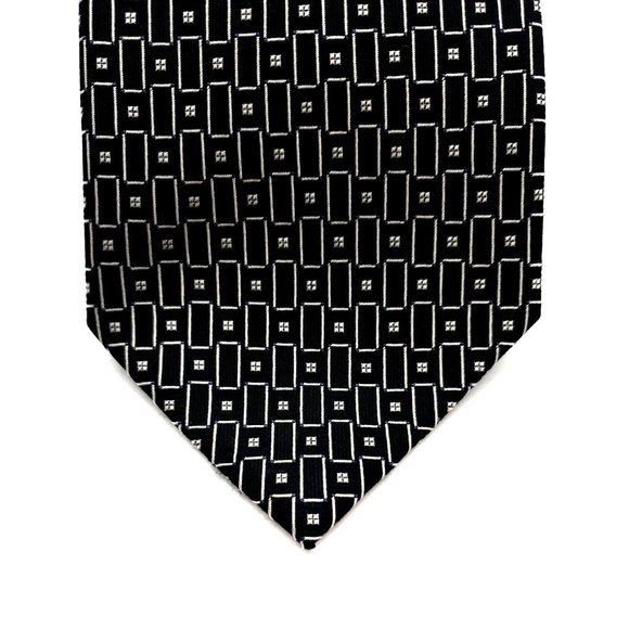 Pierre Cardin Mens Tie Dress Accessory USA 100% Silk Black White Business Gift - Picture 2 of 7